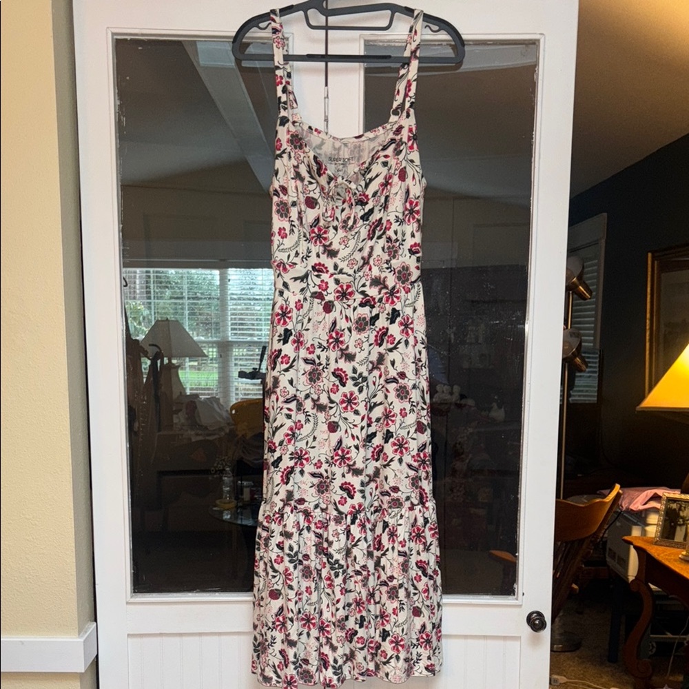 Floral Sleeveless Dress - Cream and Pink